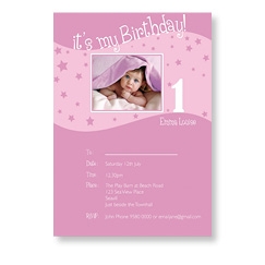 Birthday Star Pink Party Invites