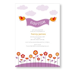 Birds Baptism Invitation Cards
