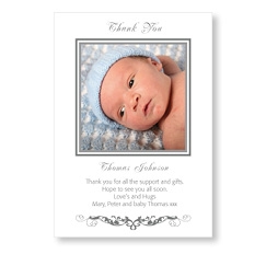 Stylish black and white baby card